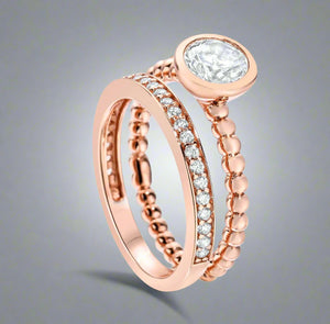 Waterford, Jewellery Ring, (L),(52), Rose Gold Toned Layered Crystal, Sterling Silver, WR268