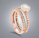 Waterford, Jewellery Ring, (L),(52), Rose Gold Toned Layered Crystal, Sterling Silver, WR268