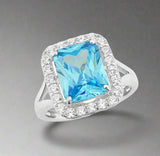 Waterford, Jewellery Ring, (L), Blue Topaz Cushion Stone, Sterling Silver, WR150