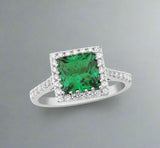 Waterford, Jewellery Ring, (N), Square Cut Emerald Coloured, Sterling Silver, WR194