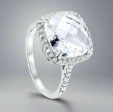 Waterford, Jewellery Ring, (R),(60),Square White Stone, Sterling Silver, WR258