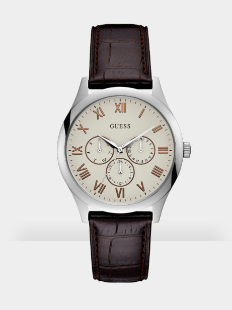 Guess, Watch, Gents, W1130G2, Watson, Leather Srap, White Dial.