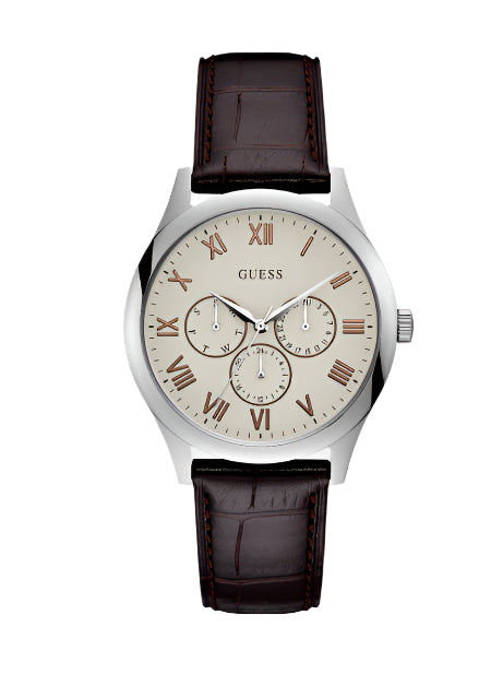 Guess, Watch, Gents, W1130G2, Watson, Leather Srap, White Dial.