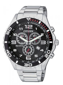Citizen, Watch, AT2121-50E, Chronograph Stainless Steel, Black Dial, Bracelet, Eco-Drive.