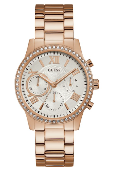 Guess, Watch, Ladies, Rose Gold Colour, Crystals, White Dial.