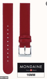 Mondaine, Replacement Strap, FE3112.30Q , 12mm, Red Leather, Stainless Steel Buckle.