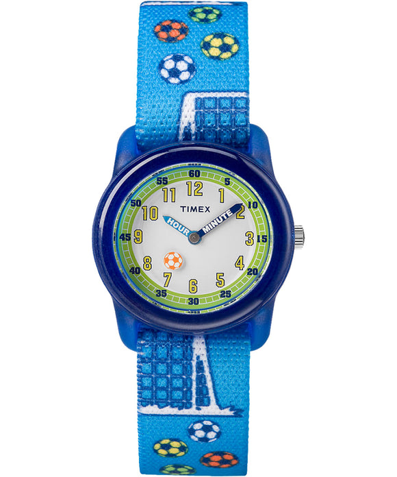 Timex, Watch, Kids, Time Machine, 29mm, Blue Soccer,  Elastic Fabric.